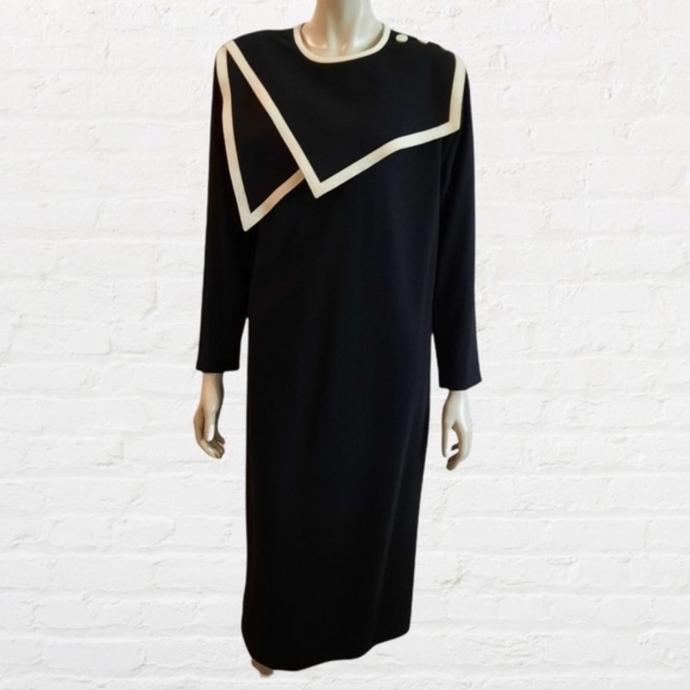 VTG 80s Leslie Fay Dress with AMAZING Collar size 12 Comfortable Fit